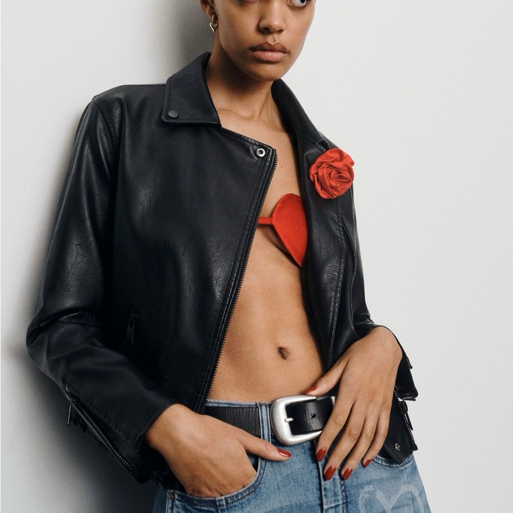 Anthropologie Saige Black Faux Leather Jacket